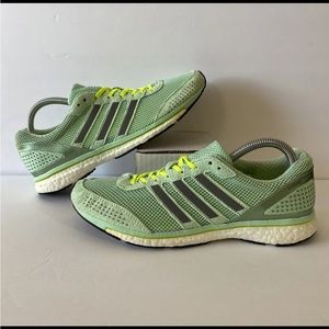 Adidas Women Adizero Adios Boost 2 B22872 Green Running Shoes Size 9